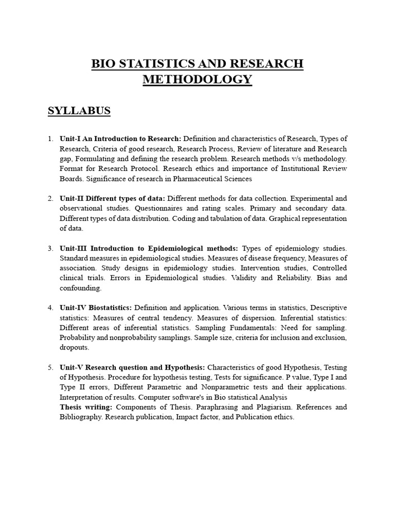 Biostatistics and Research Methodology | PDF | Institutional Review ...