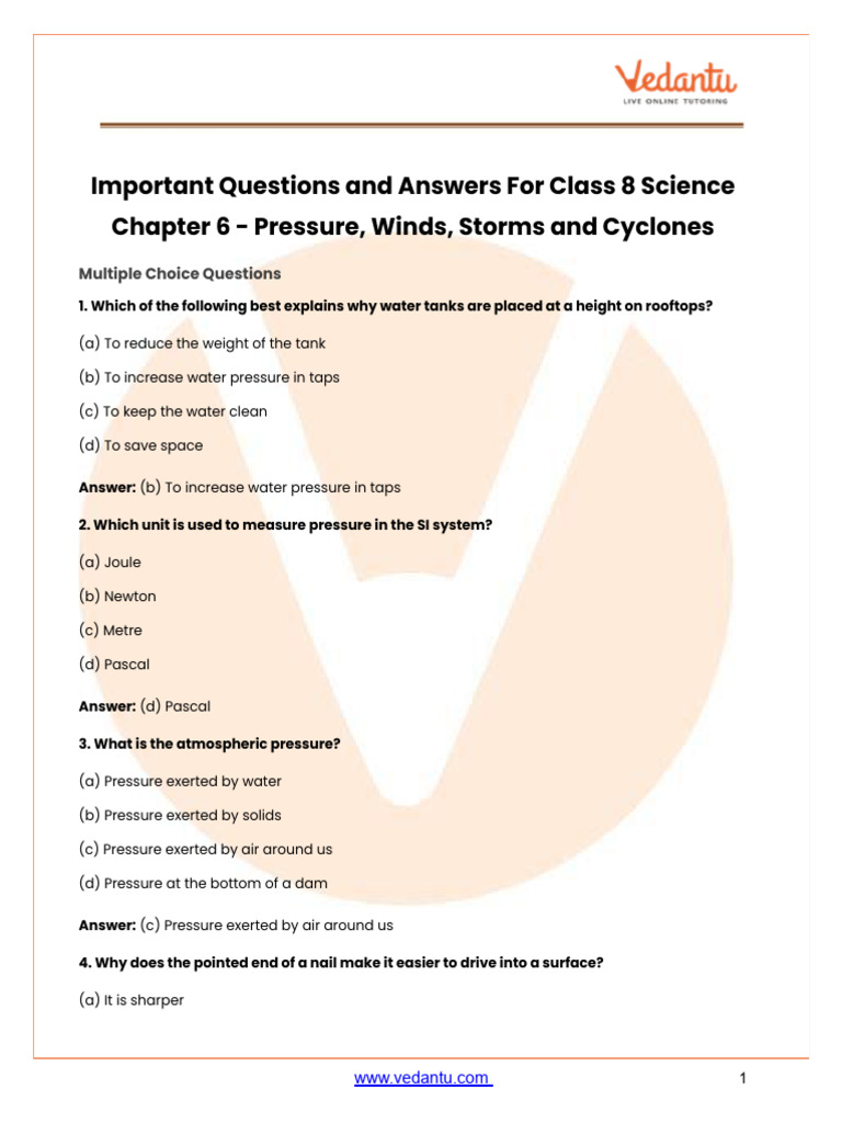 Important Questions and Answers For Class 8 Science Chapter 6 2025-26 ...