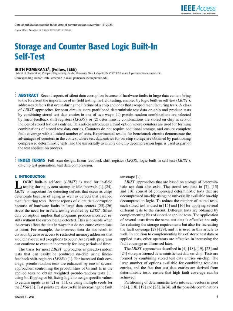 Storage and Counter Based Logic Built-In Self-Test | PDF | Computing ...