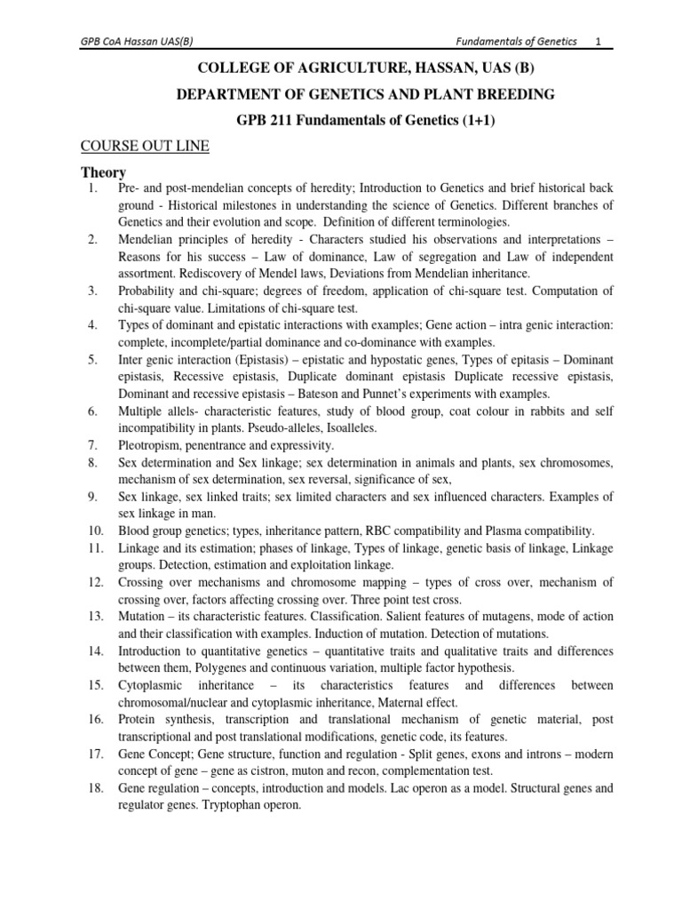 GPB 211- Fund of Genetics Notes UASB(1)(1) (1) | PDF | Dominance ...