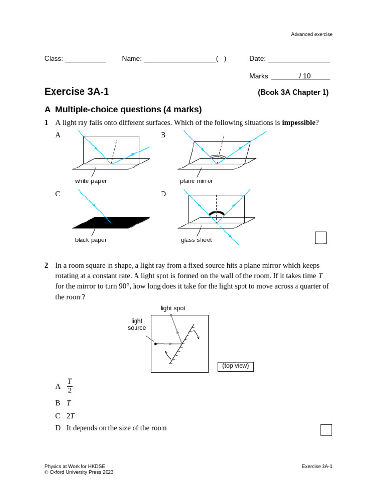Advanced Ex 3A01 | PDF | Mirror