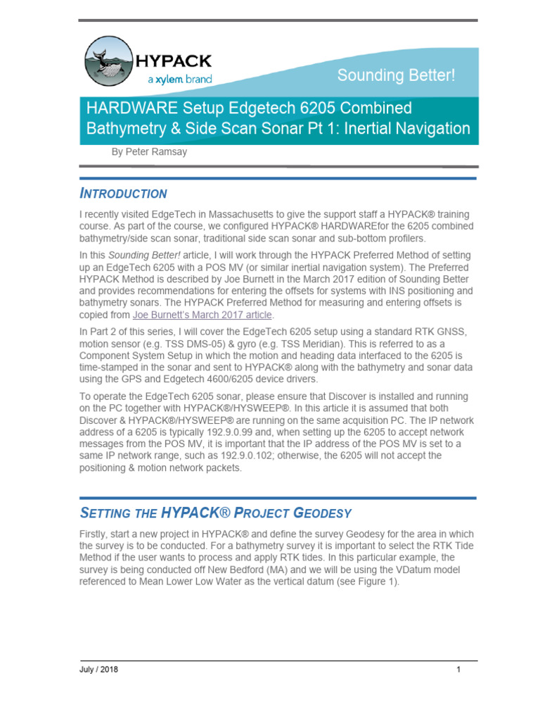 HYPACK HARDWARE Setup Offsets For Edgetech 6205 Combined Bathymetry and ...