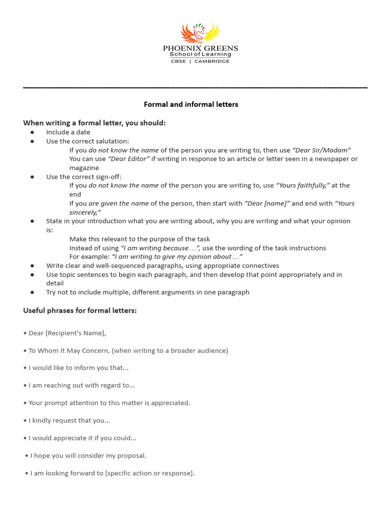 Formal and Informal Letter | PDF