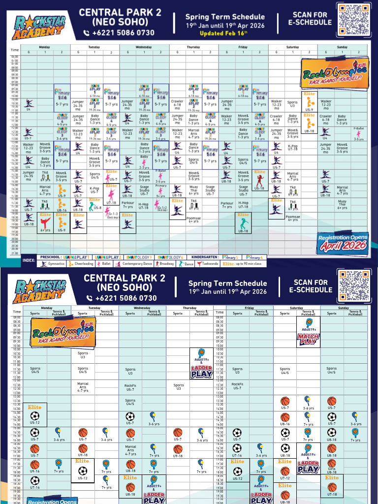 CP Schedule Spring 2026 Week 5 | PDF | Swimming | Physical Exercise