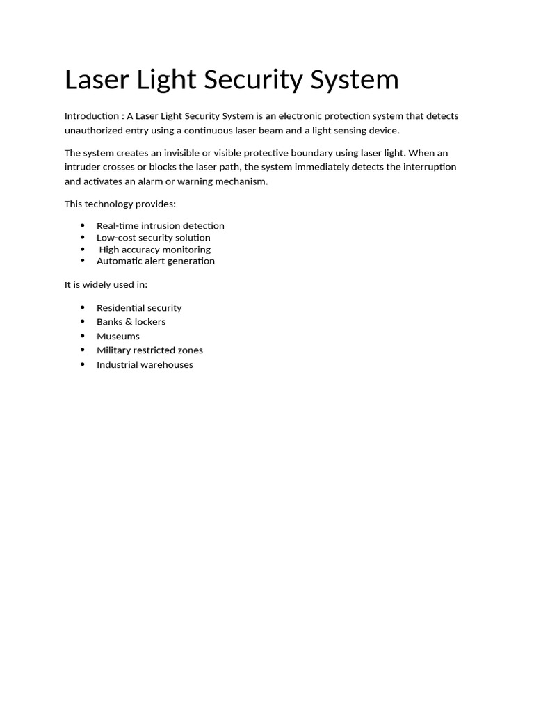 Laser Light Security System | PDF