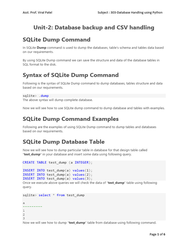303 Database Handling Using Python UNIT 2 | PDF | Table (Database) | Sql