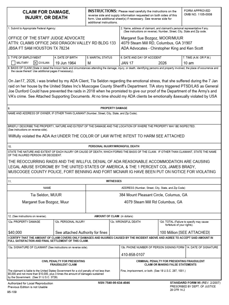 17 Claim Fort Sam, COL BRADY, HOMELAND SECURITY TELLS US TO COLLECT THE ...