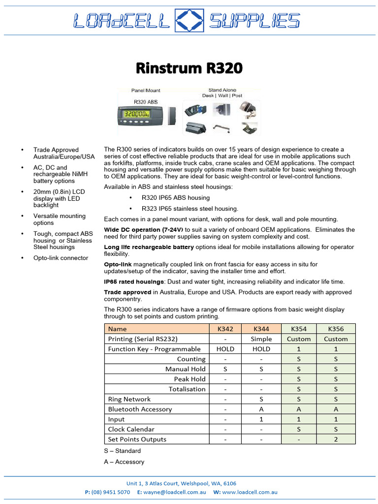 Rinstrum R320 | PDF | Electricity | Computer Engineering
