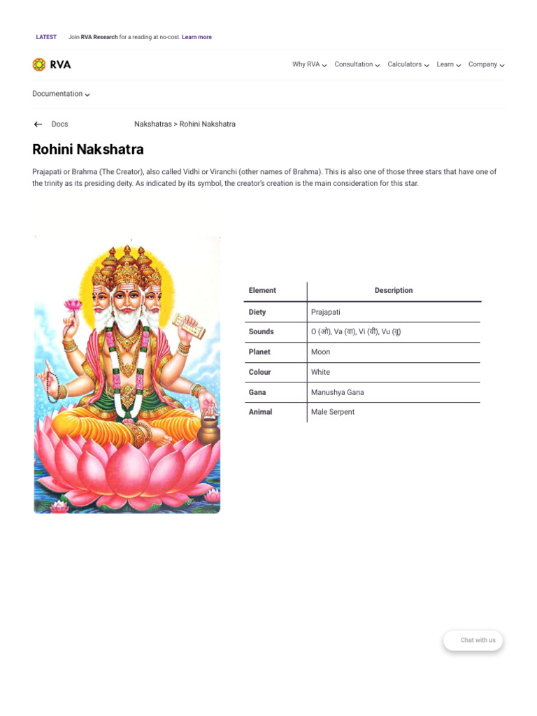 Rohini Nakshatra Mythology & Secrets in Vedic Astrology - RVA | PDF ...