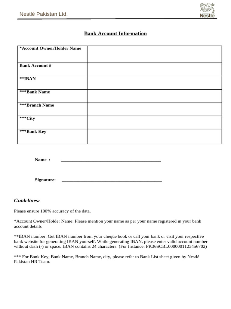 Bank Account Information Form | PDF