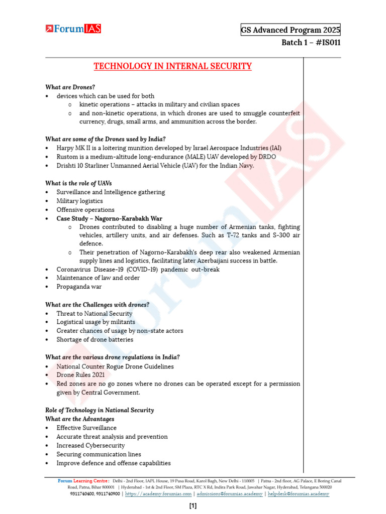 Is 11 Technology in Internal Security | PDF | Unmanned Aerial Vehicle ...