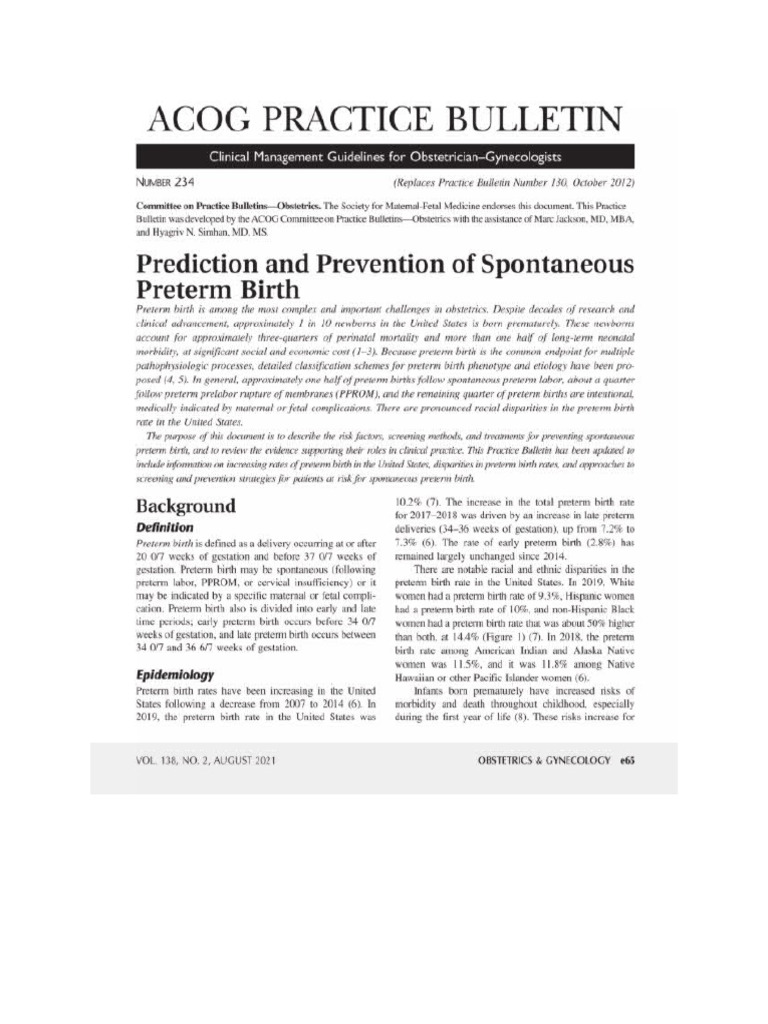 Acog Preterm Birth | PDF