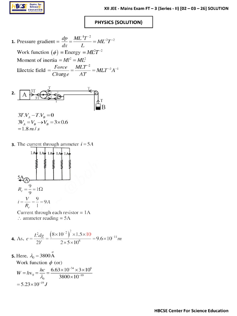 XII JEE MAINS FT - 3 (SERIES II) Sol | PDF