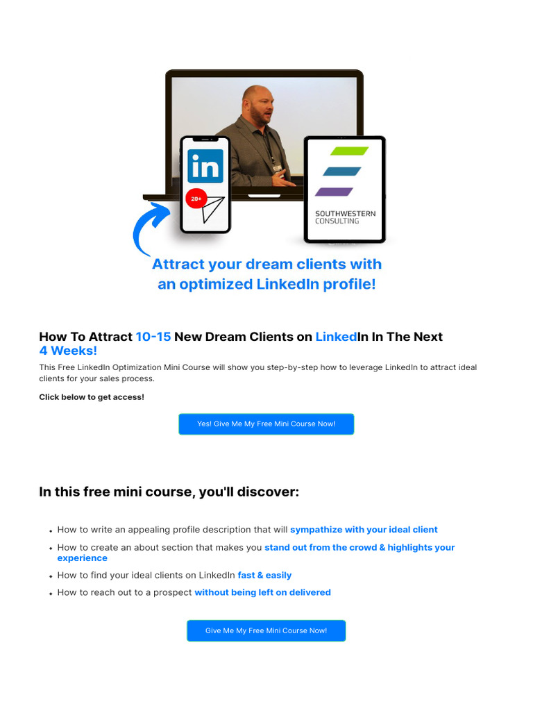 The Free Step-By-Step LinkedIn Optimization Mini Course | PDF