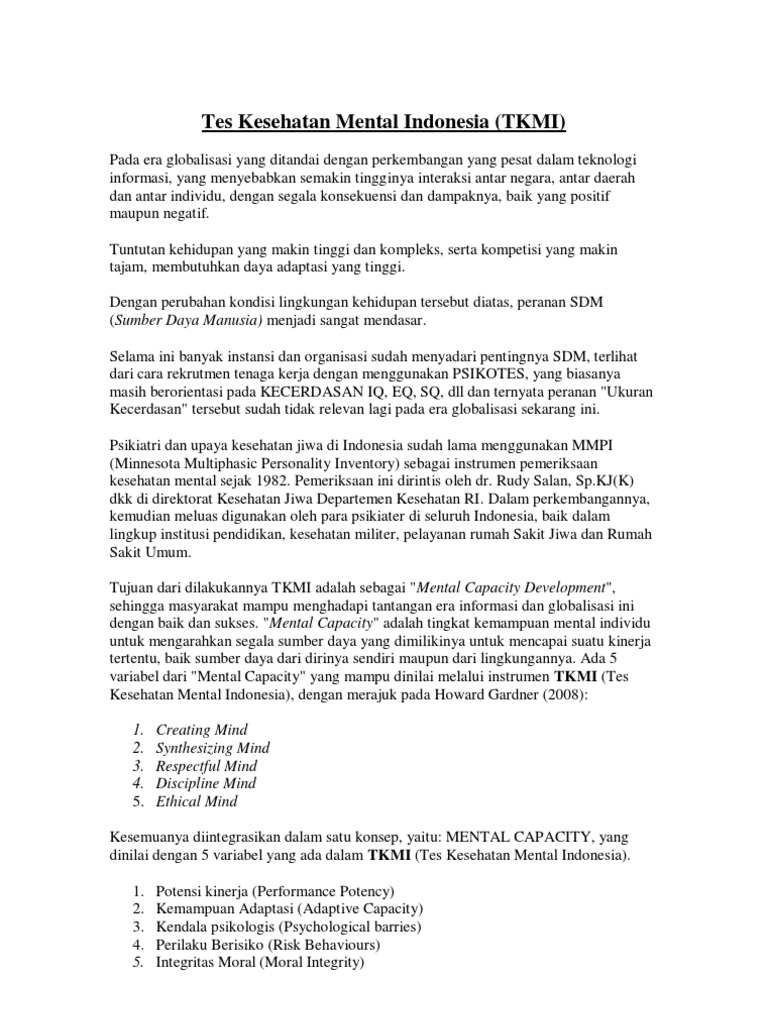 Tes Kesehatan Mental Indonesia
