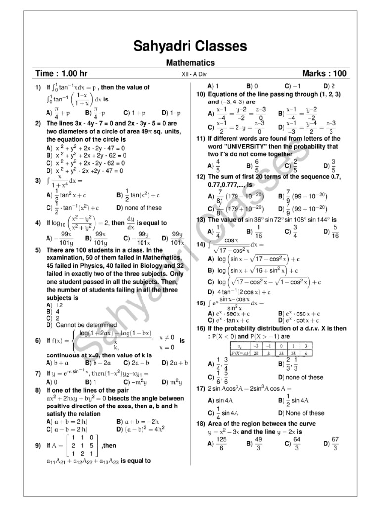 Mock Test Maths Paper 1 | PDF | Mathematical Objects | Geometry
