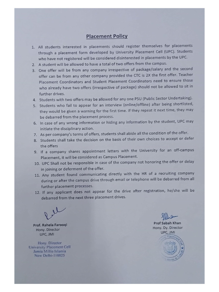 Placement Policy | PDF