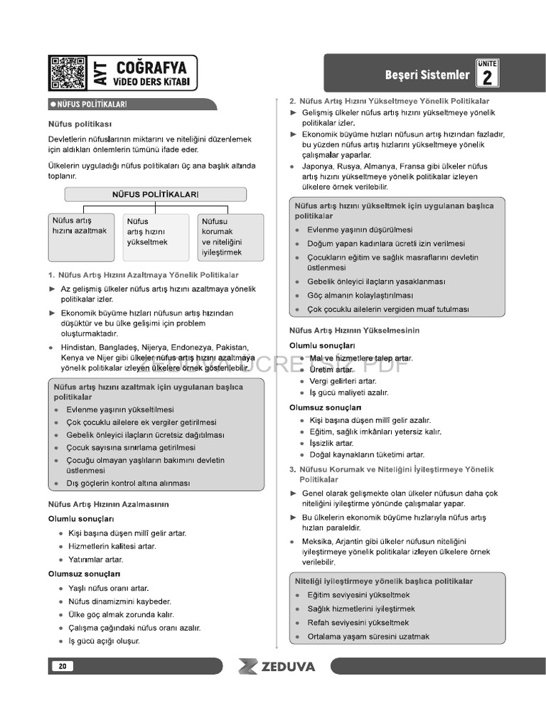 Ayt Cografya Nufus Politikalari Konu Anlatimi PDF | PDF