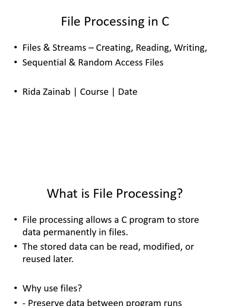 File Processing in C Detailed | PDF | Computer File | Computer Architecture