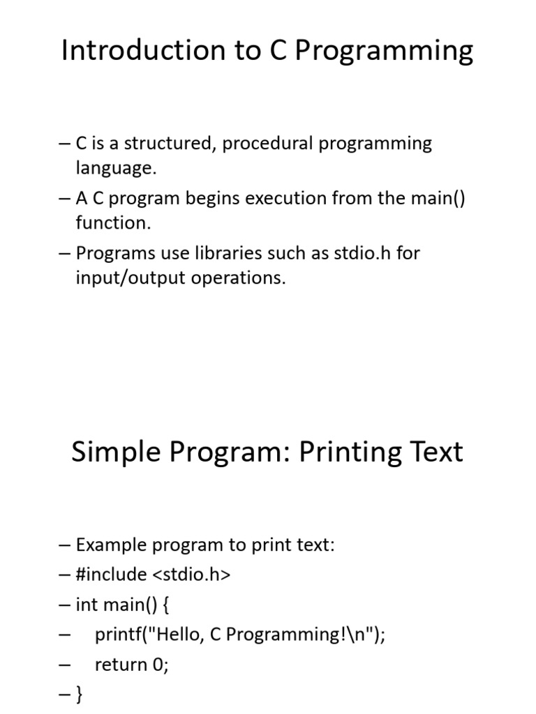 Detailed C Programming Presentation | PDF | Integer (Computer Science ...