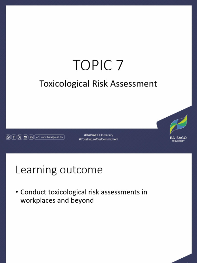 Topic 7 Toxicological Risk Assessment-1 | PDF | Occupational Safety And ...