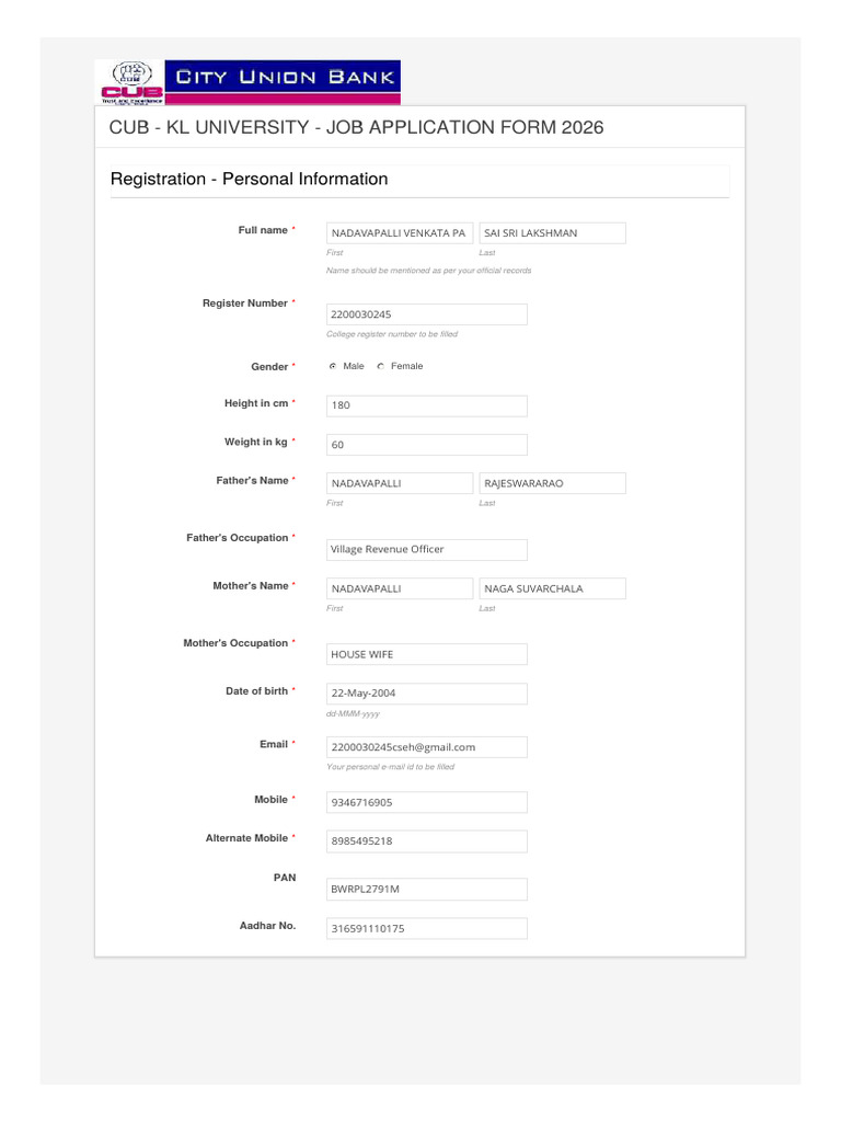 CUB-Job Application Form Executive Cadre | PDF | Diploma