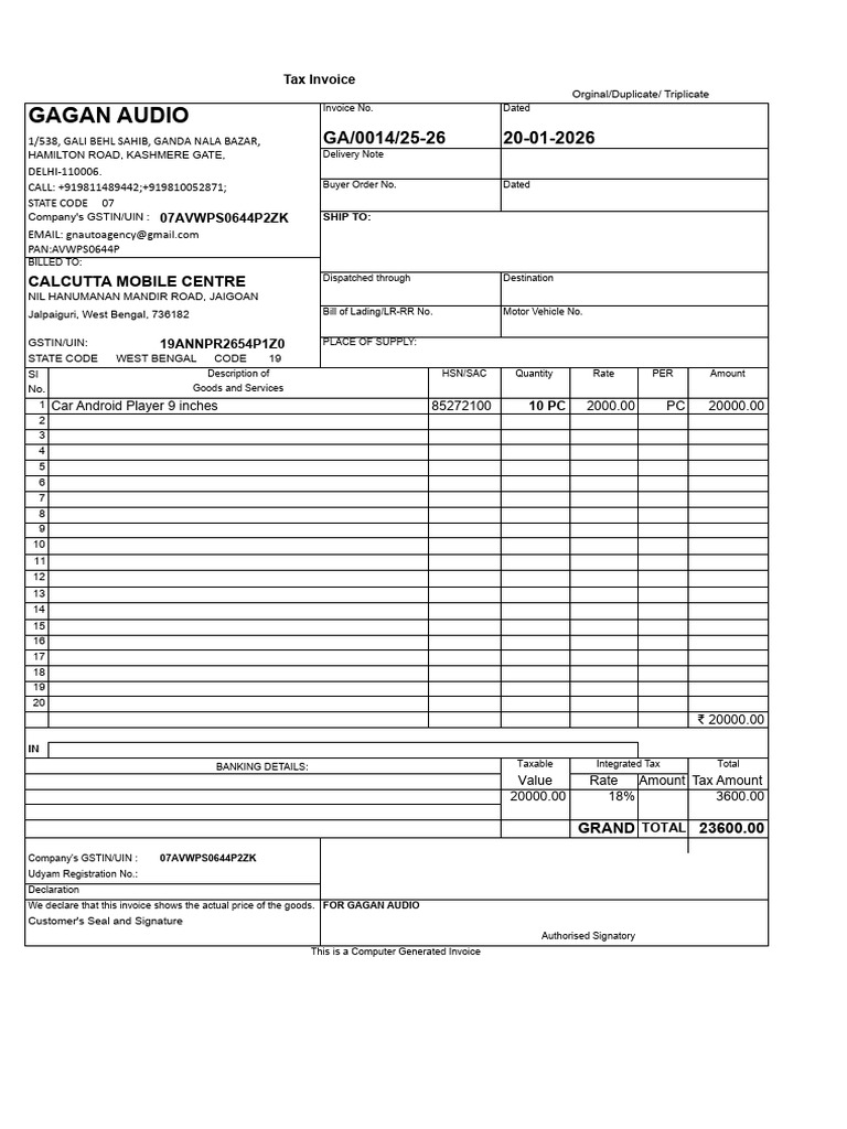 Computer Invoice (14) - Tax Invoice | PDF | Invoice | Transport