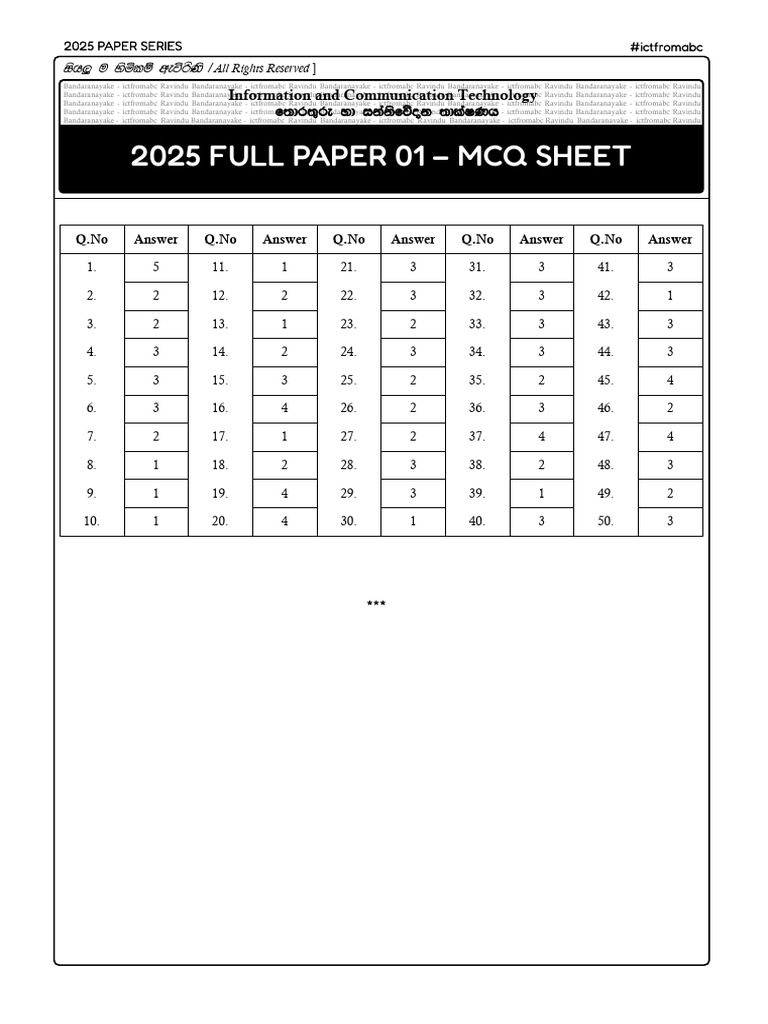 2025 Full Paper 01 Marking Scheme | PDF | Chess Theory | Chess Openings