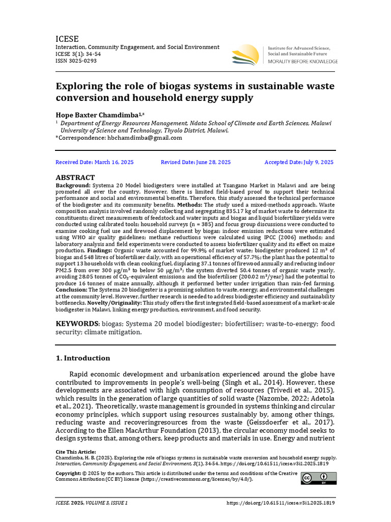 Exploring The Role of Biogas Systems in Sustainable Waste Conversion ...
