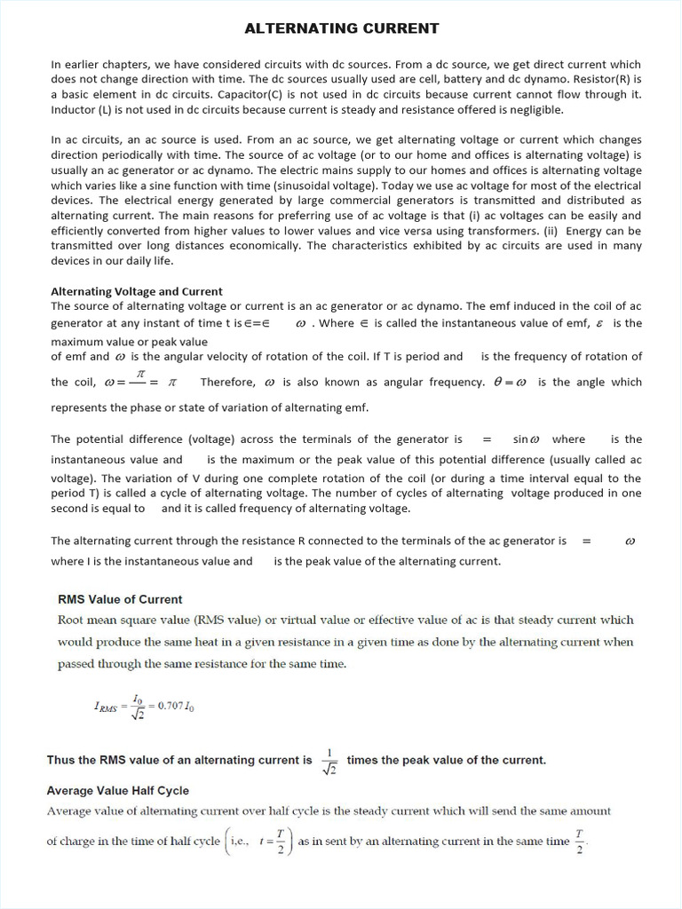 Alternating Current | PDF | Alternating Current | Direct Current