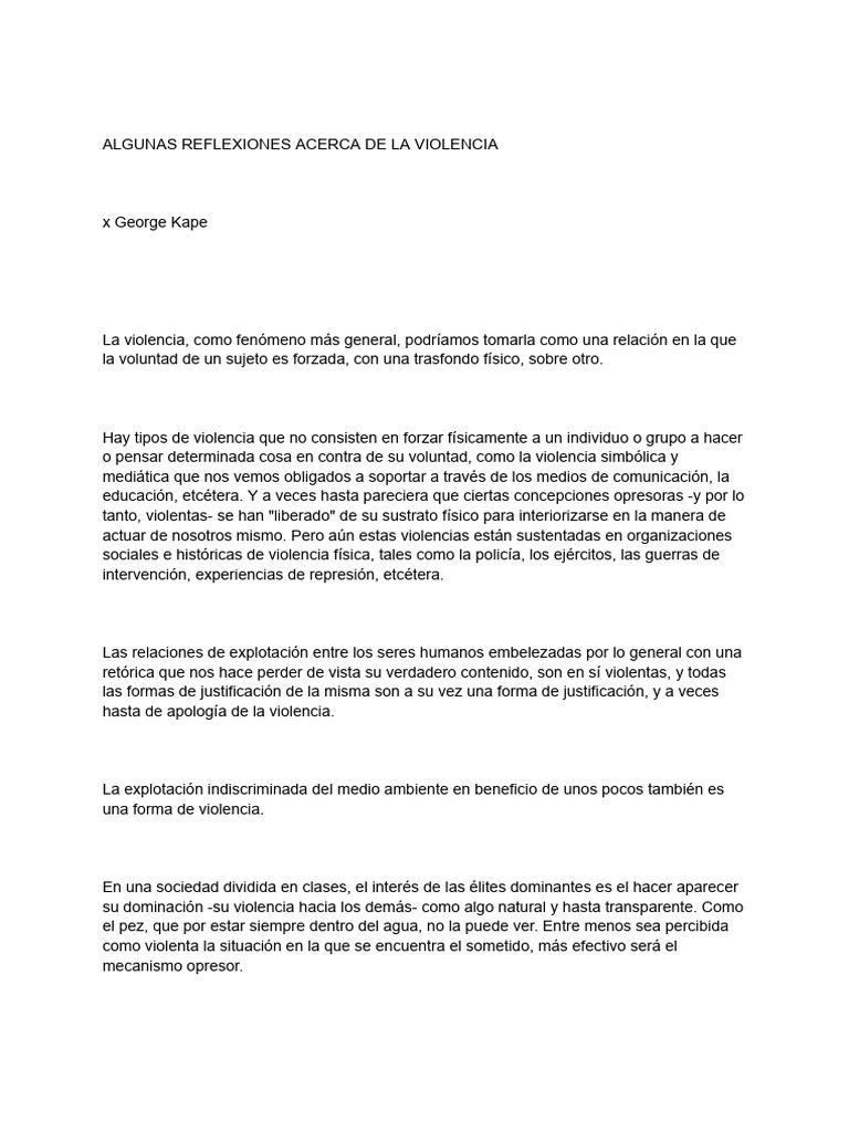 Algunas Reflexiones Acerca de La Violencia | PDF | Violencia