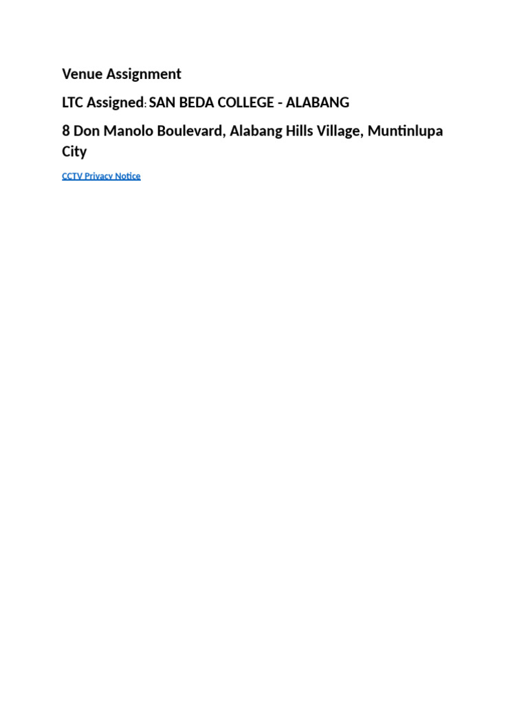 Venue Assignment - Bar Exam 2024 | PDF