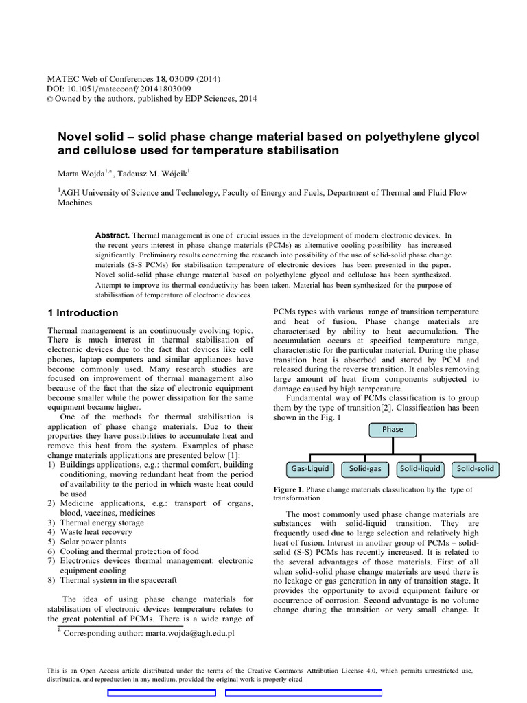 Novel Solid - Solid Phase Change Material Based On | PDF | Central ...