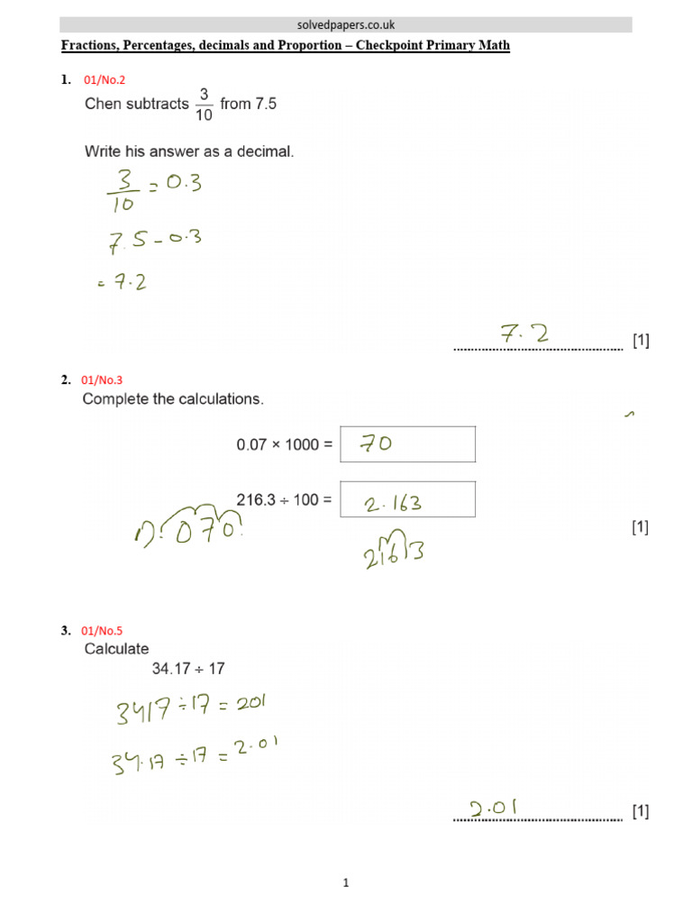 CP2MT Fractions Percentages Decimals and Proportion - 025876 Checkpoint ...