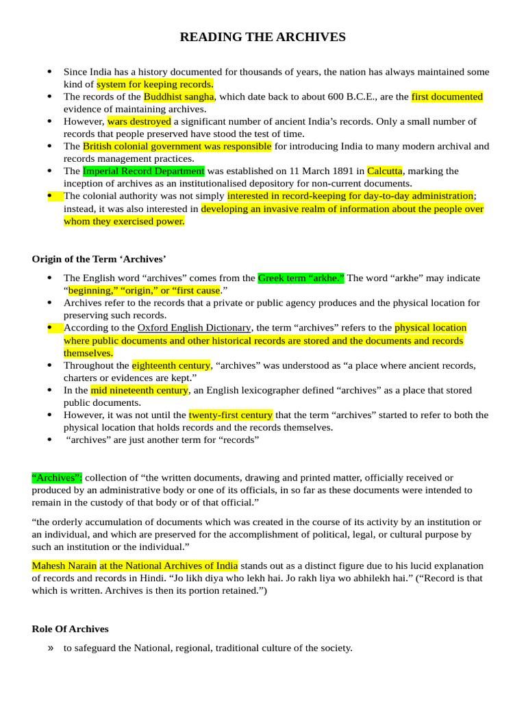 SEC Reading The Archives Notes | PDF | Archive | Nationalism