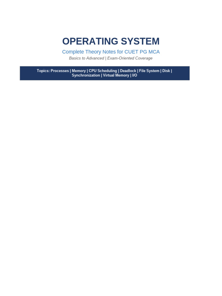 Os Cuet PG Mca Complete Theory-2 | PDF | Operating System | Kernel ...