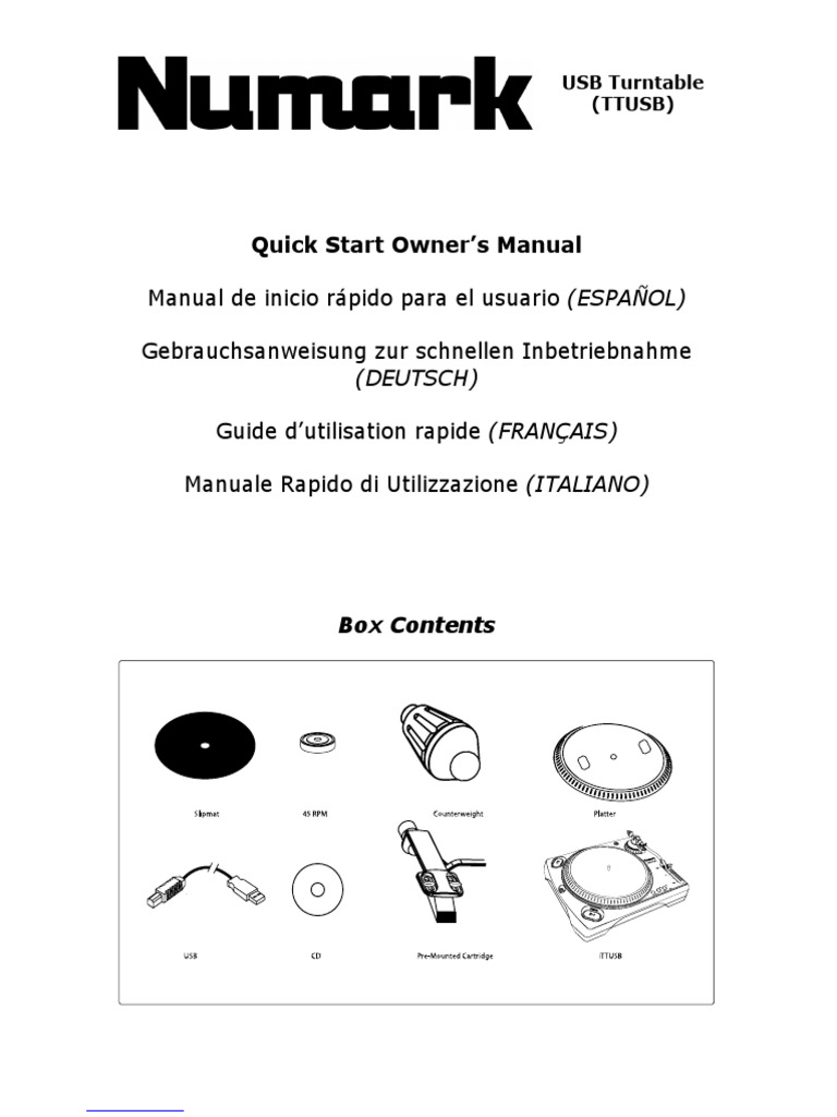 Numark TTusb Manual | PDF | Phonograph | Recording