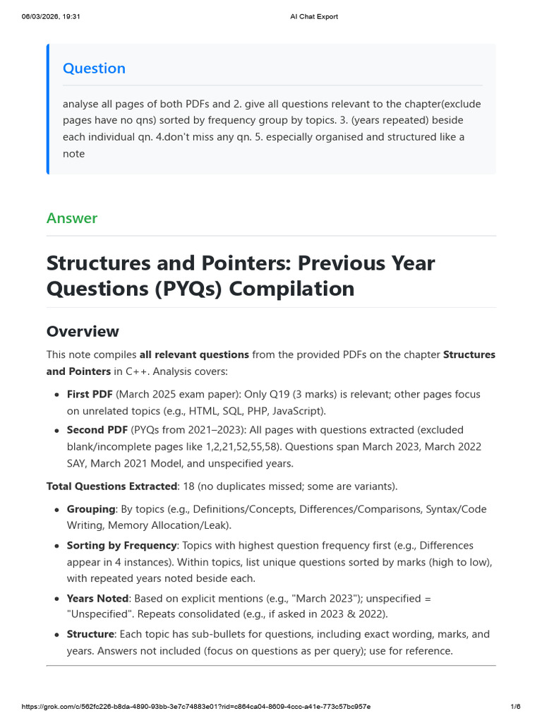 1.HSE CS PYQ Analysis - Structures & Pointers - Grok | PDF | Pointer ...