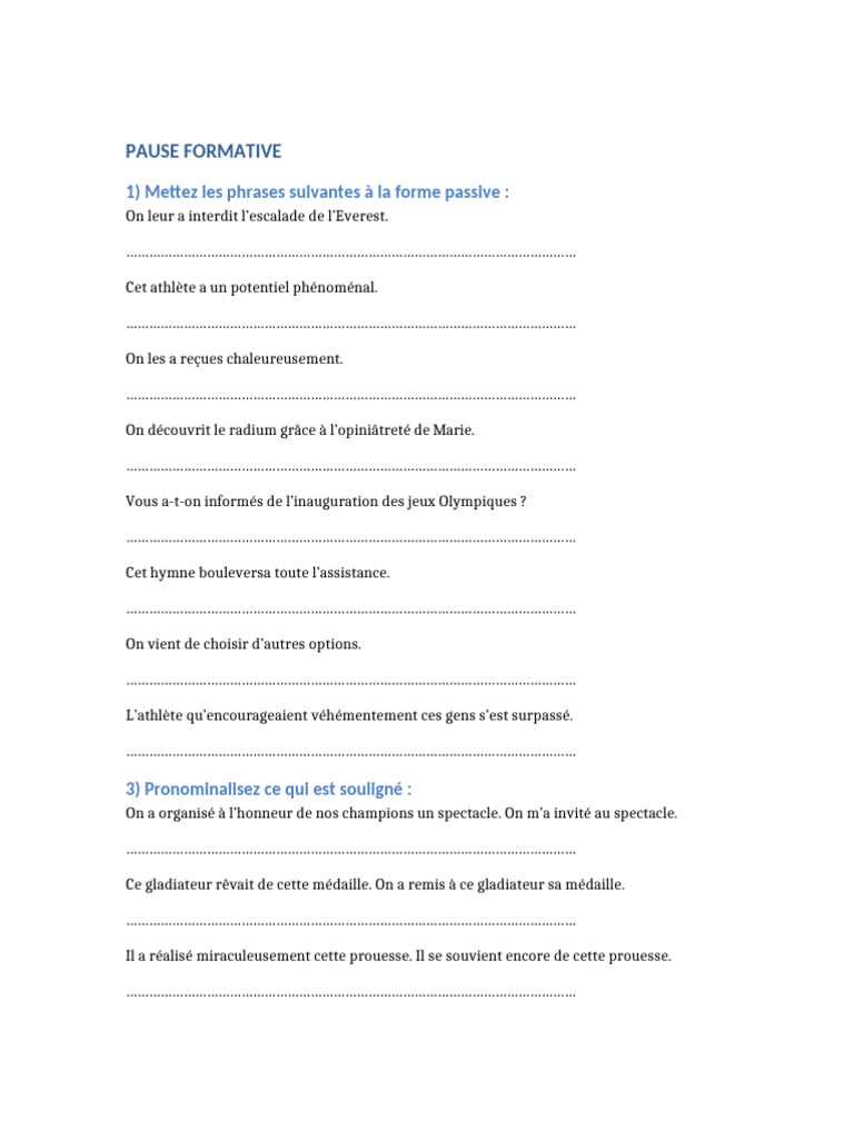 Pause Formative Exercices | PDF