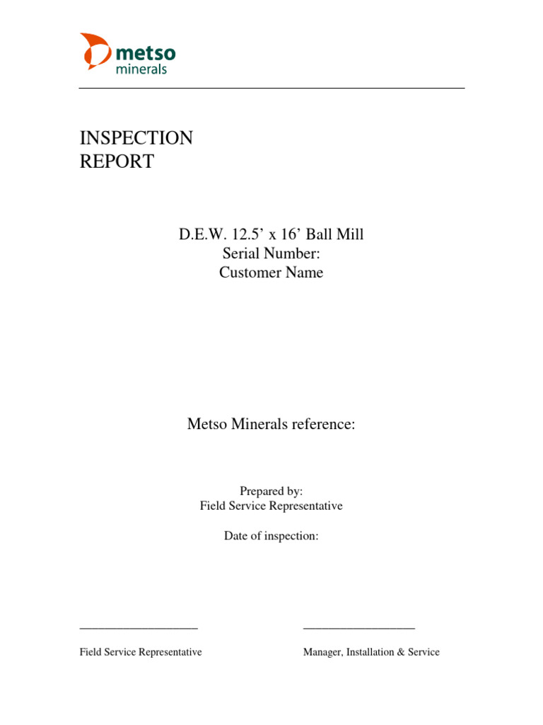 Session 4 - Sample - Mill Inspection Report | PDF | Gear | Bearing ...