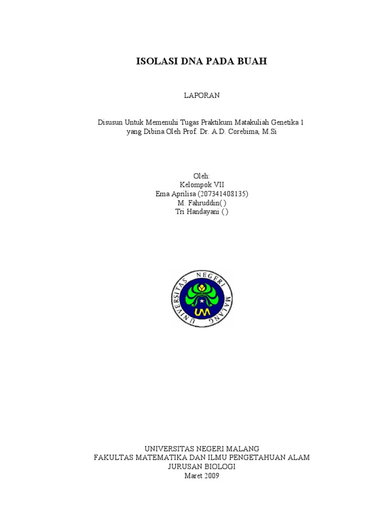 Laporan Praktikum Isolasi Dna Buah Seputar Laporan