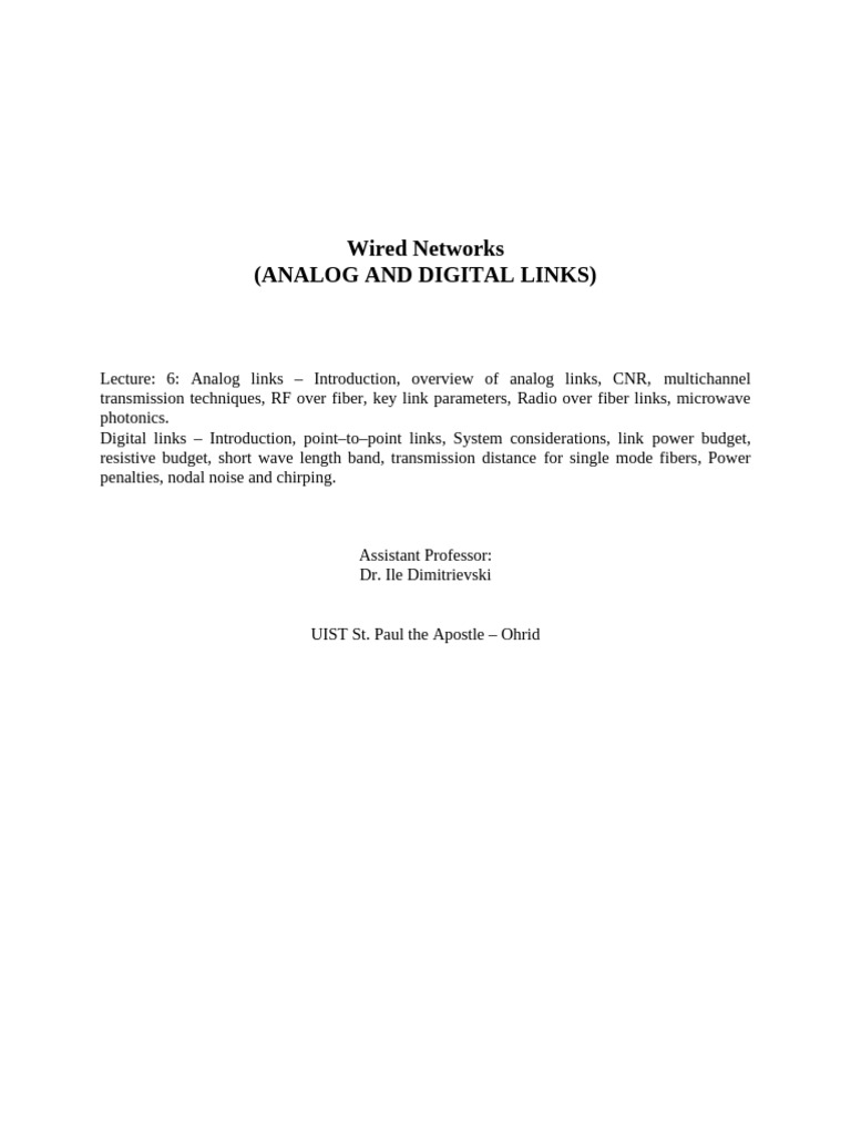 Martin Wiret Networks6 | PDF | Optical Fiber | Frequency Modulation