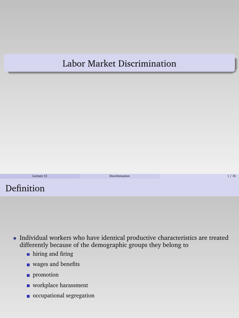 13. Labor Market Discrimination | PDF | Labour Economics | Employment