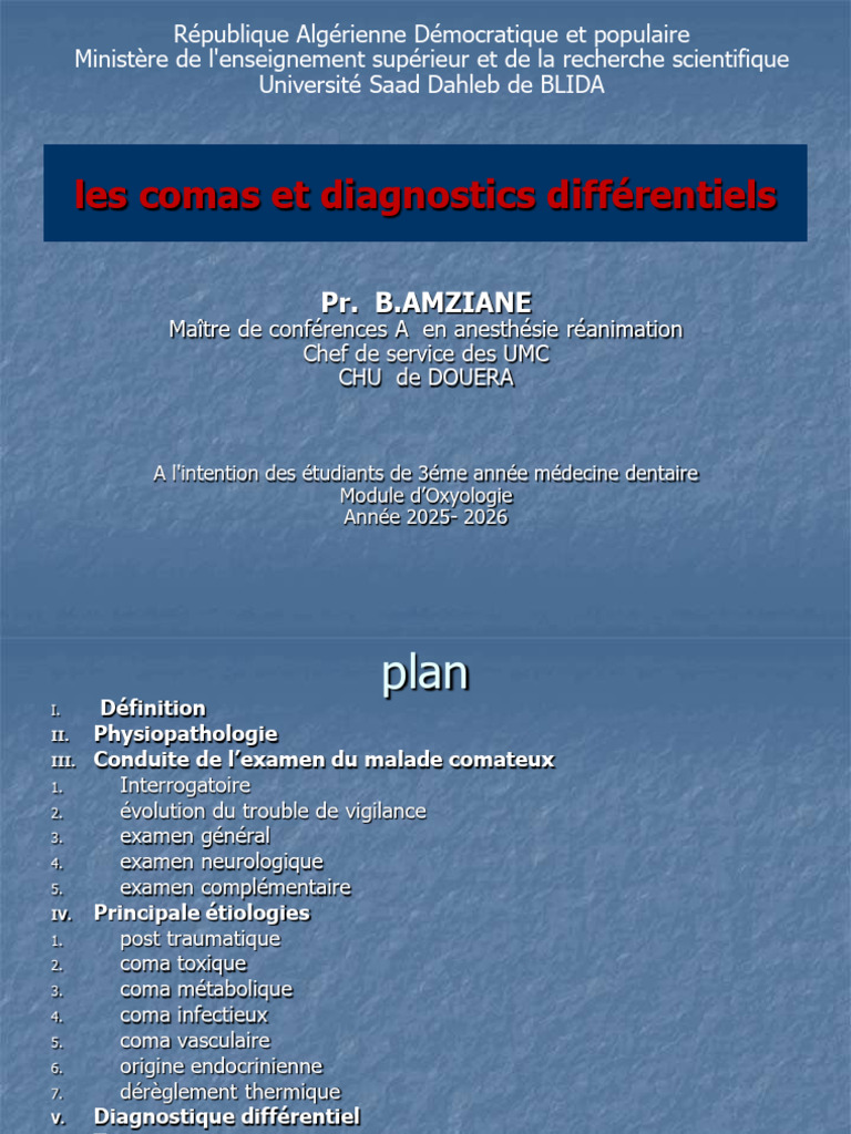 CAT Devant Un COMA | PDF | Coma | Accident vasculaire cérébral