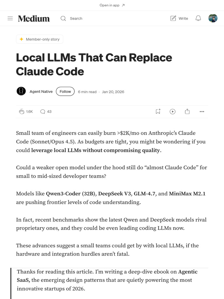 Local LLMs That Can Replace Claude Code - by Agent Native - Jan, 2026 ...