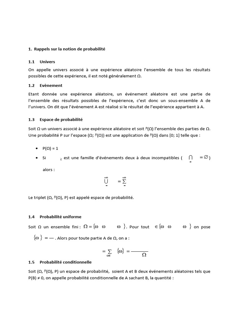 Chap 0-1 Proba & Stat | PDF | Loi de probabilité | Loi normale