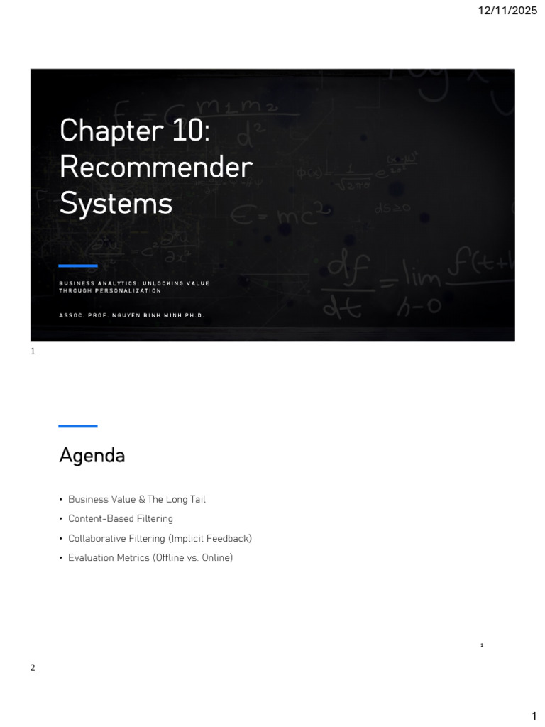 BA10 Recommender Systems en | PDF | Computing | Applied Mathematics
