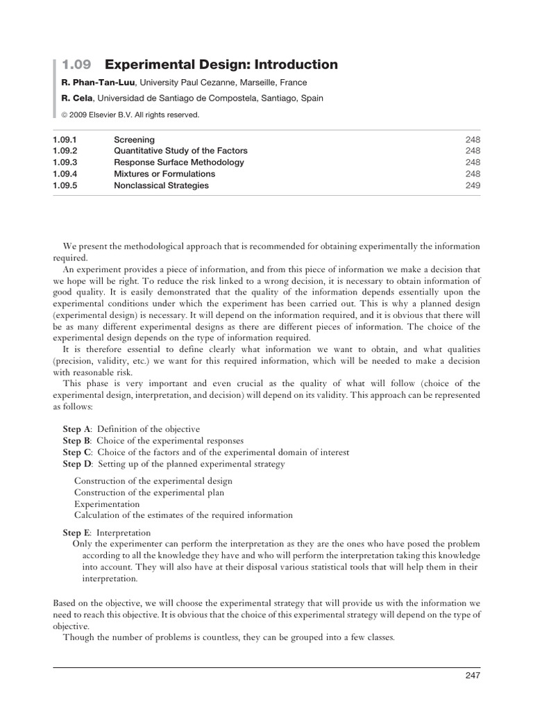 1.09 - Experimental Design. Introduction | PDF | Methodology | Design ...