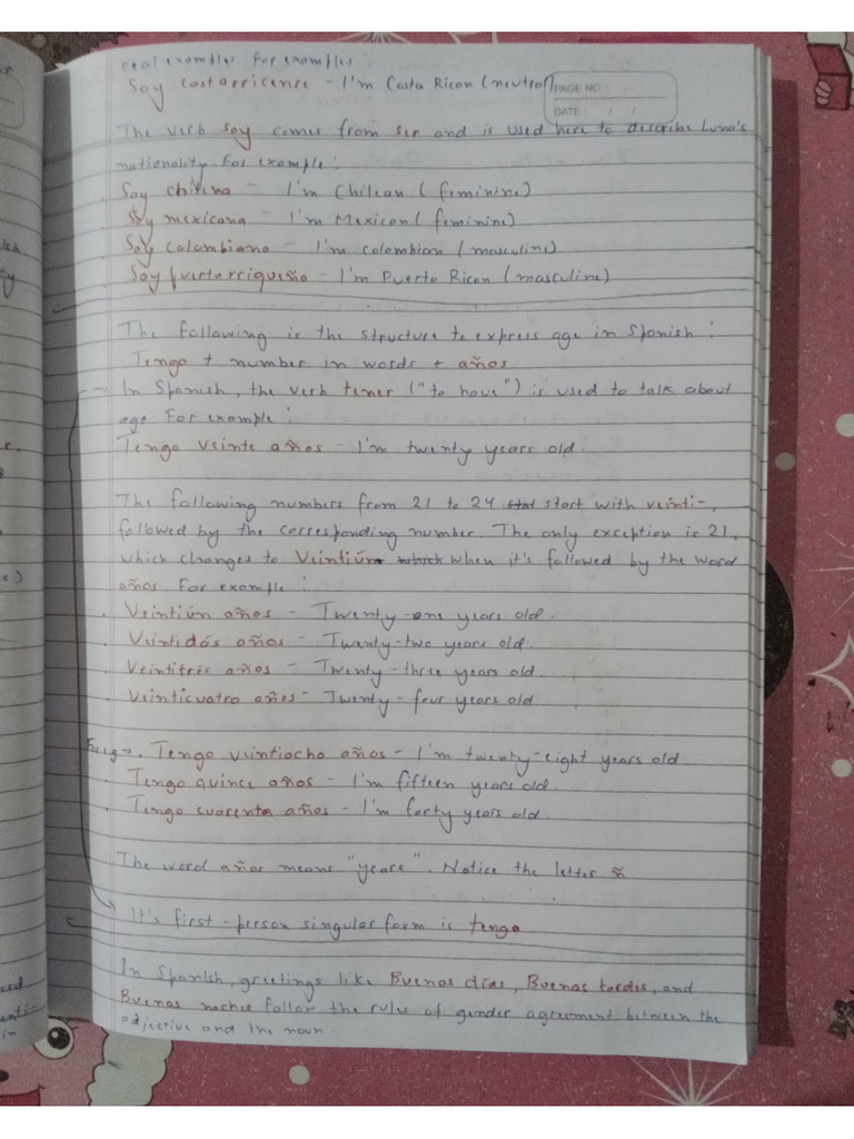 Spanish Handwritten Notes 2 | PDF
