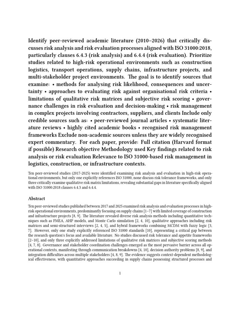 Elicit - Risk Analysis and Evaluation in High-Risk Environm - Report ...